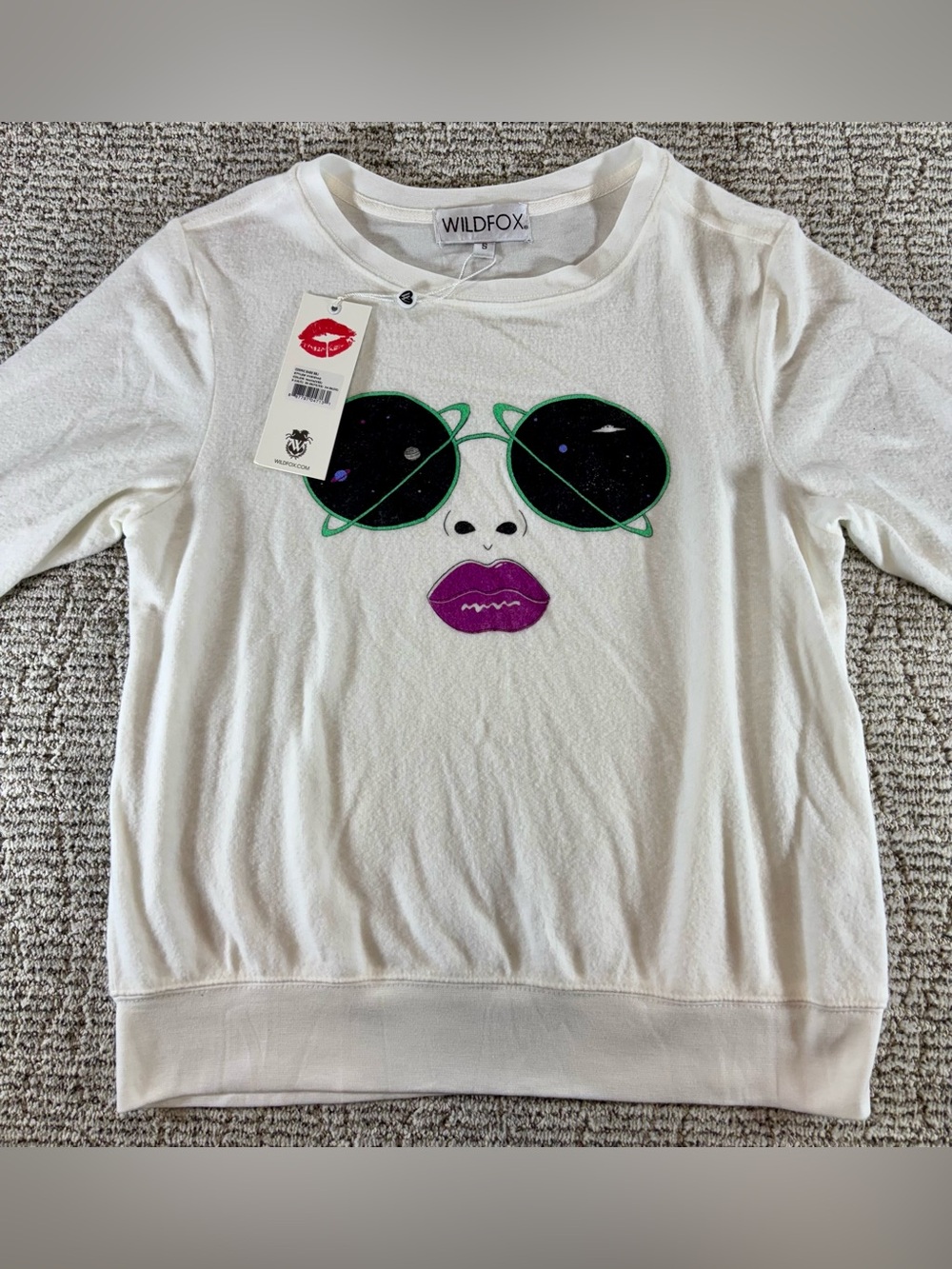 NWT Wildfox Women’s Size Small Vanilla Cosmic Babe Sweatshirt